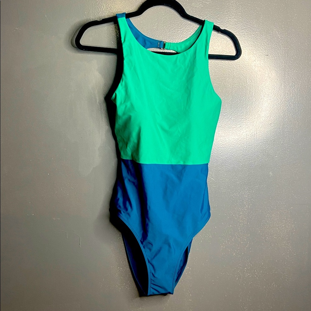 Summersalt Blue Green Colorblock The Cove 1 Piece Swimsuit Size 8 - Picture 2 of 5